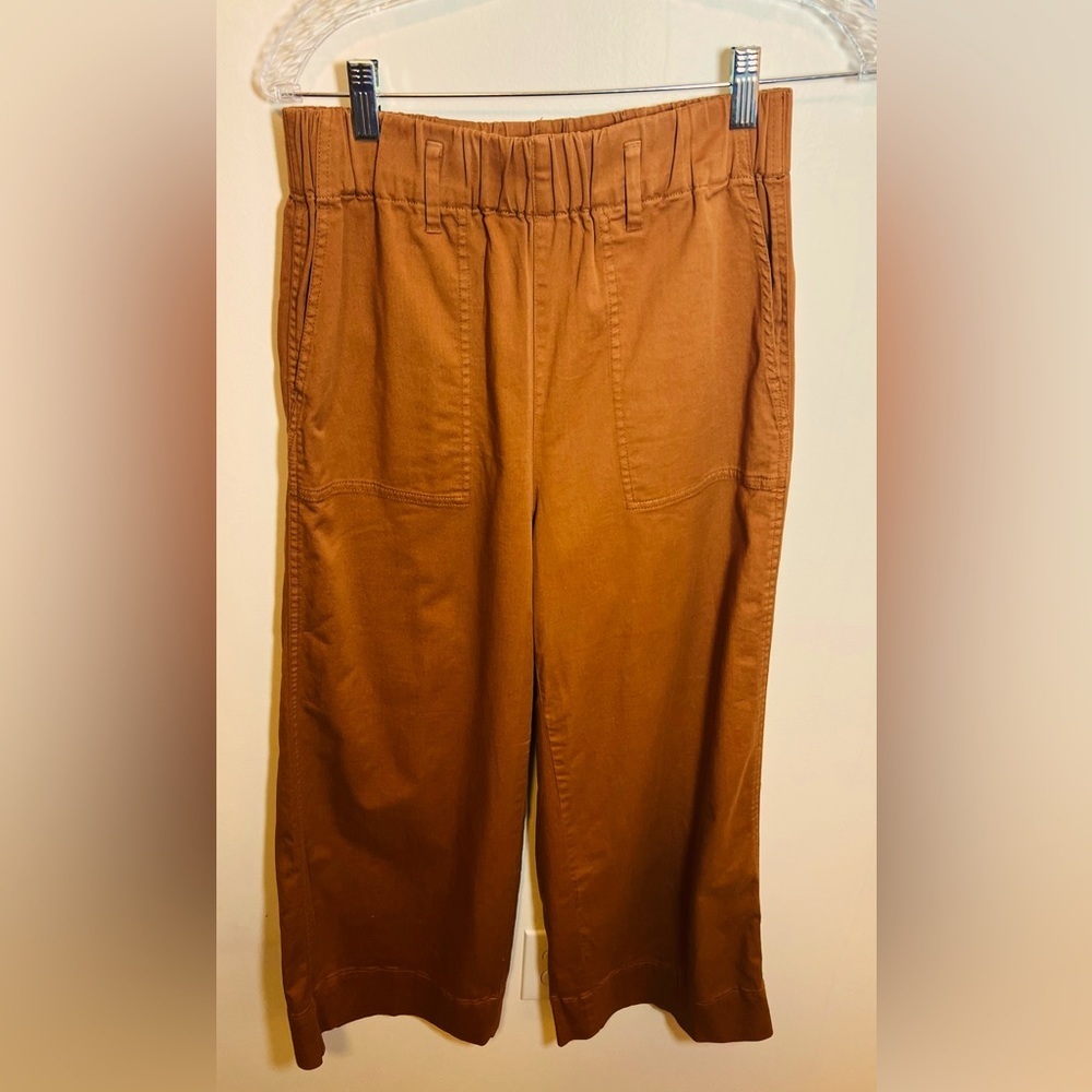 J. Crew Cropped Wide Leg  Pull On Elastic Waist Trouser Pant Small Autumn